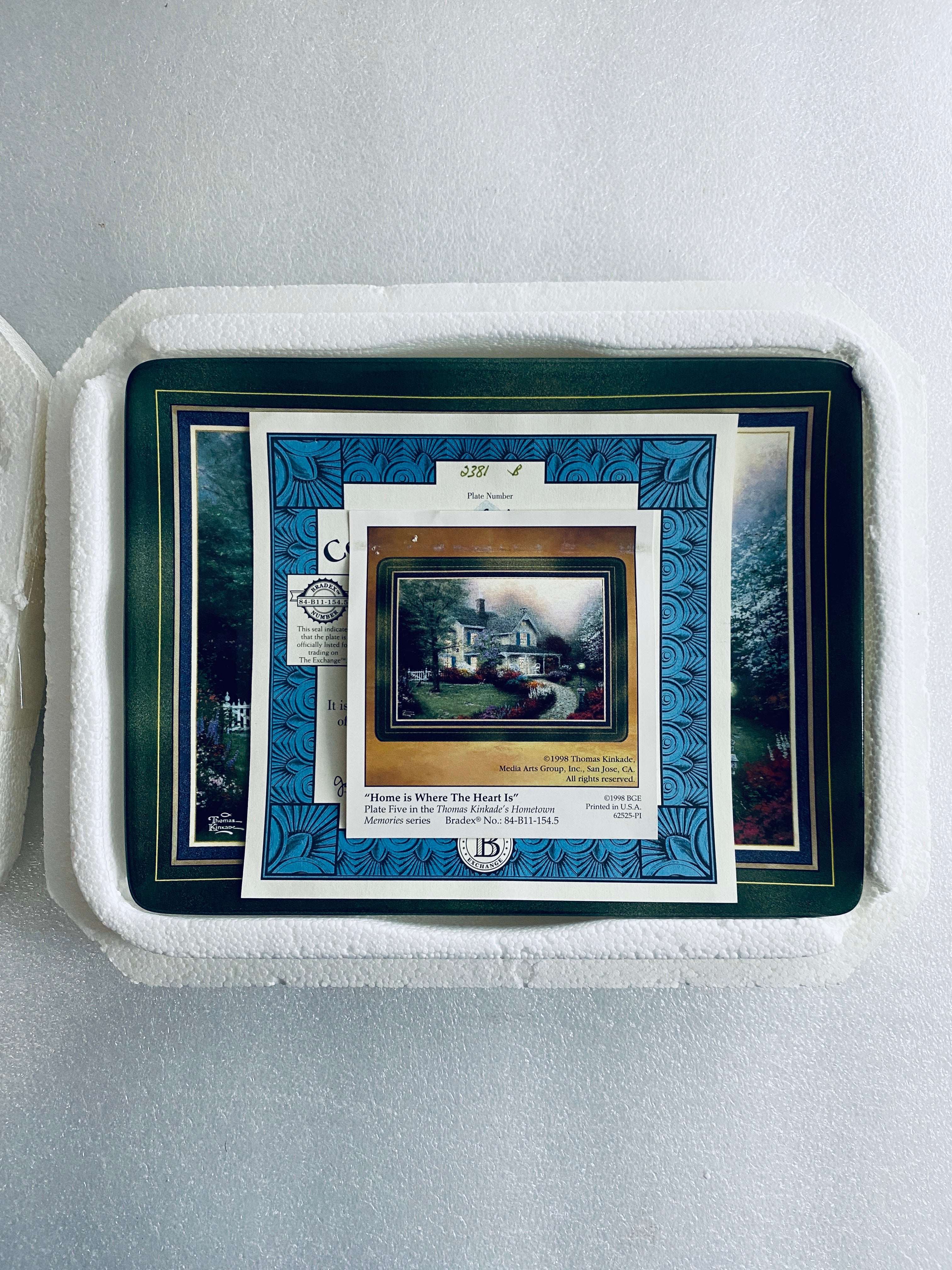 thomas Kinkade's Hometown Memories "Home Is Where The Heart Is" Plate With COA