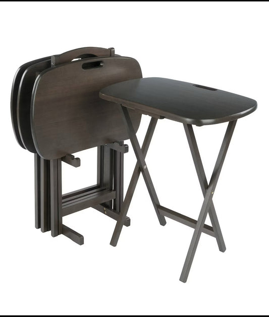 New Other – Winsome Lucca 3 Portable Folding TV Trays & Stand Set, Oyster Gray