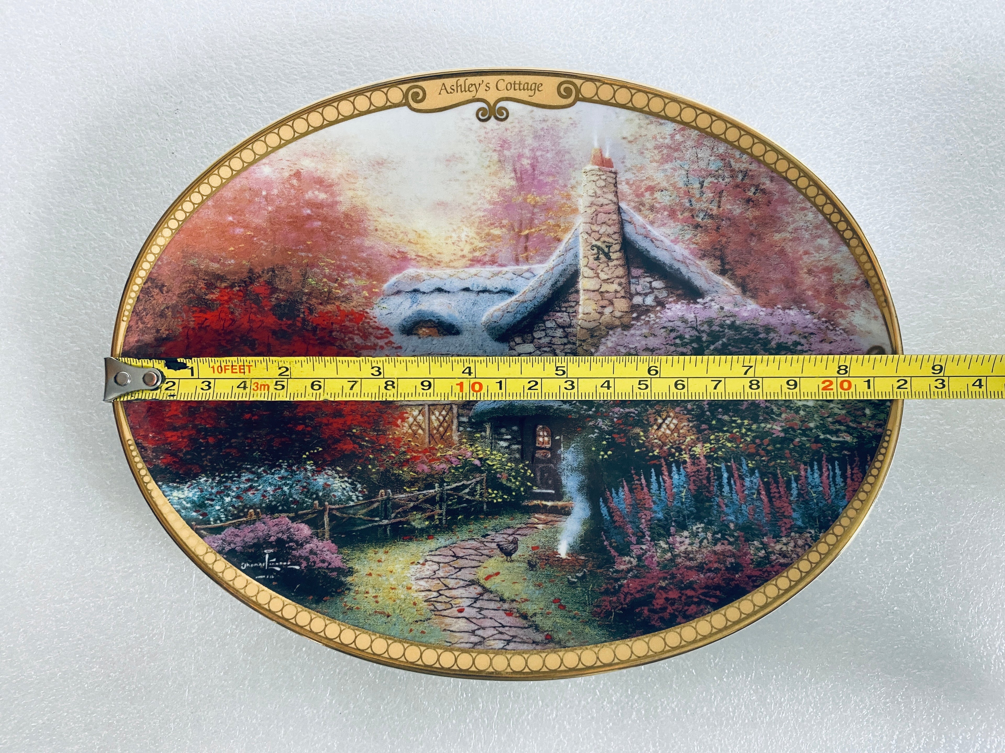 thomas Kinkade's Scenes Of Serenity "Ashley's Cottage" Oval Plate
