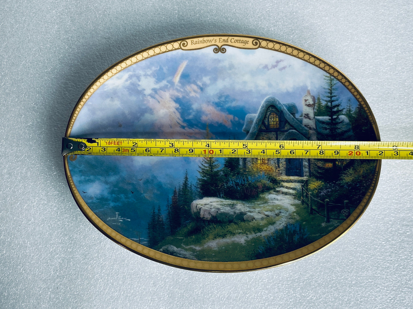 thomas Kinkade's Scenes Of Serenity "Rainbow's End Cottage" Oval Plate With COA