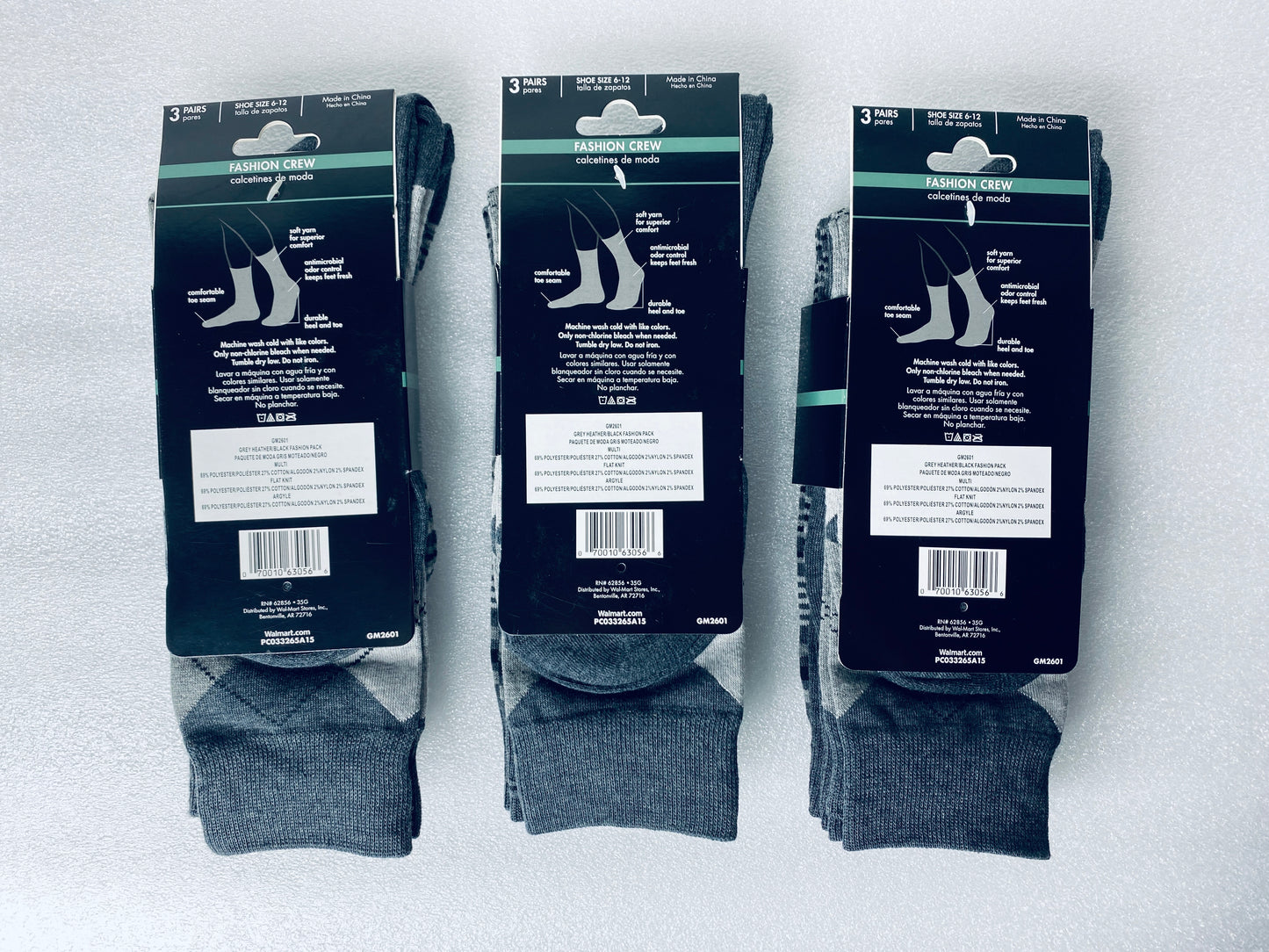 lot Of 3 New – George Fashion Crew Socks, Shoe Size 6-12, 9 Pairs Total