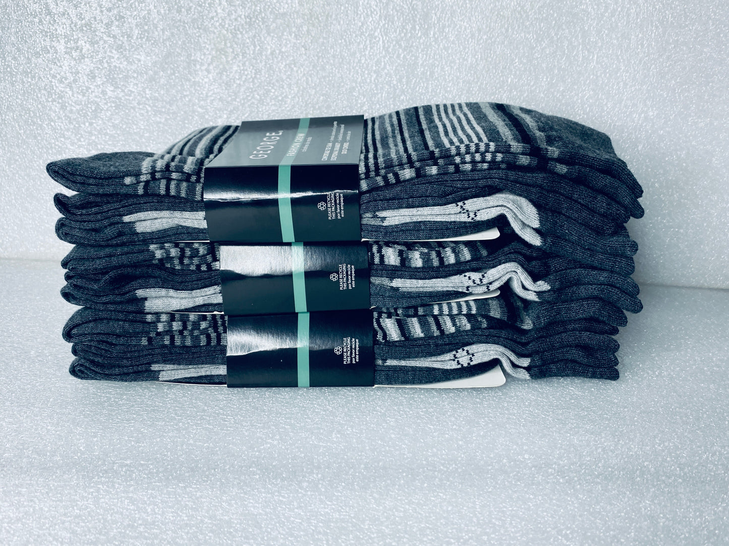 lot Of 3 New – George Fashion Crew Socks, Shoe Size 6-12, 9 Pairs Total