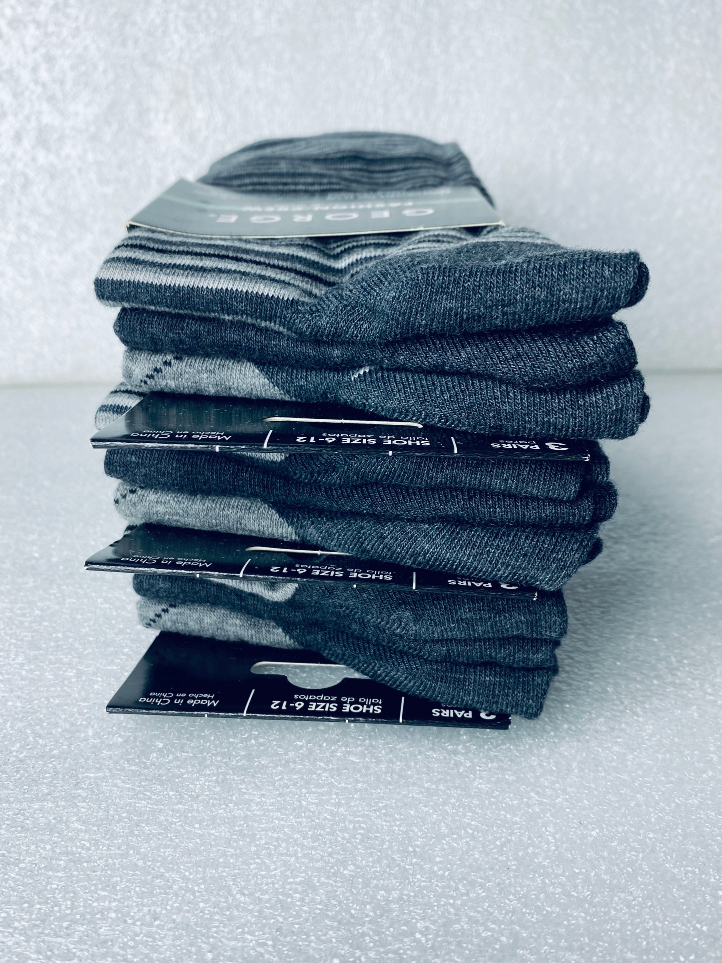 lot Of 3 New – George Fashion Crew Socks, Shoe Size 6-12, 9 Pairs Total