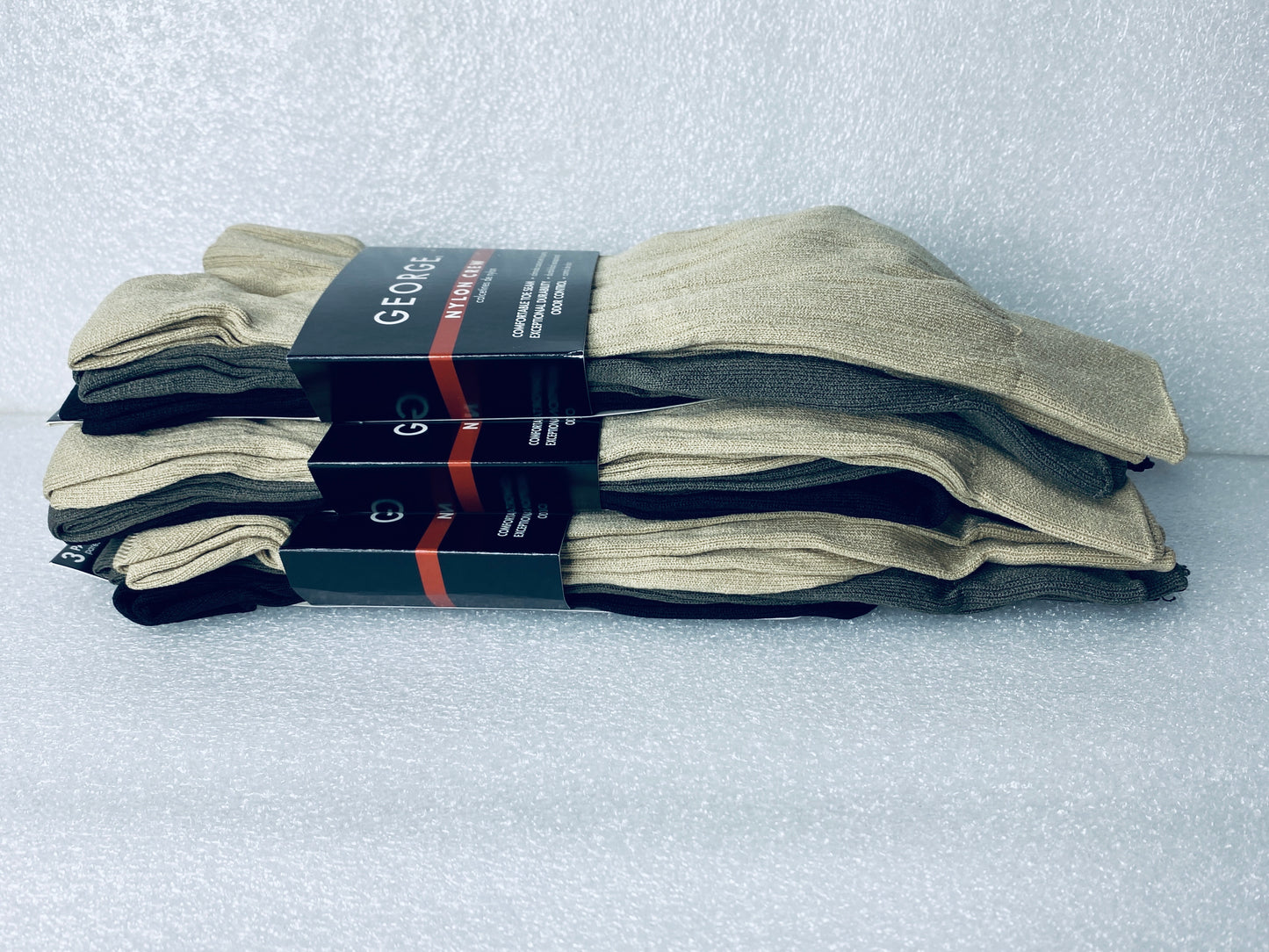 lot Of 3 New – George Nylon Crew Socks, Shoe Size 6-12, 9 Pairs Total