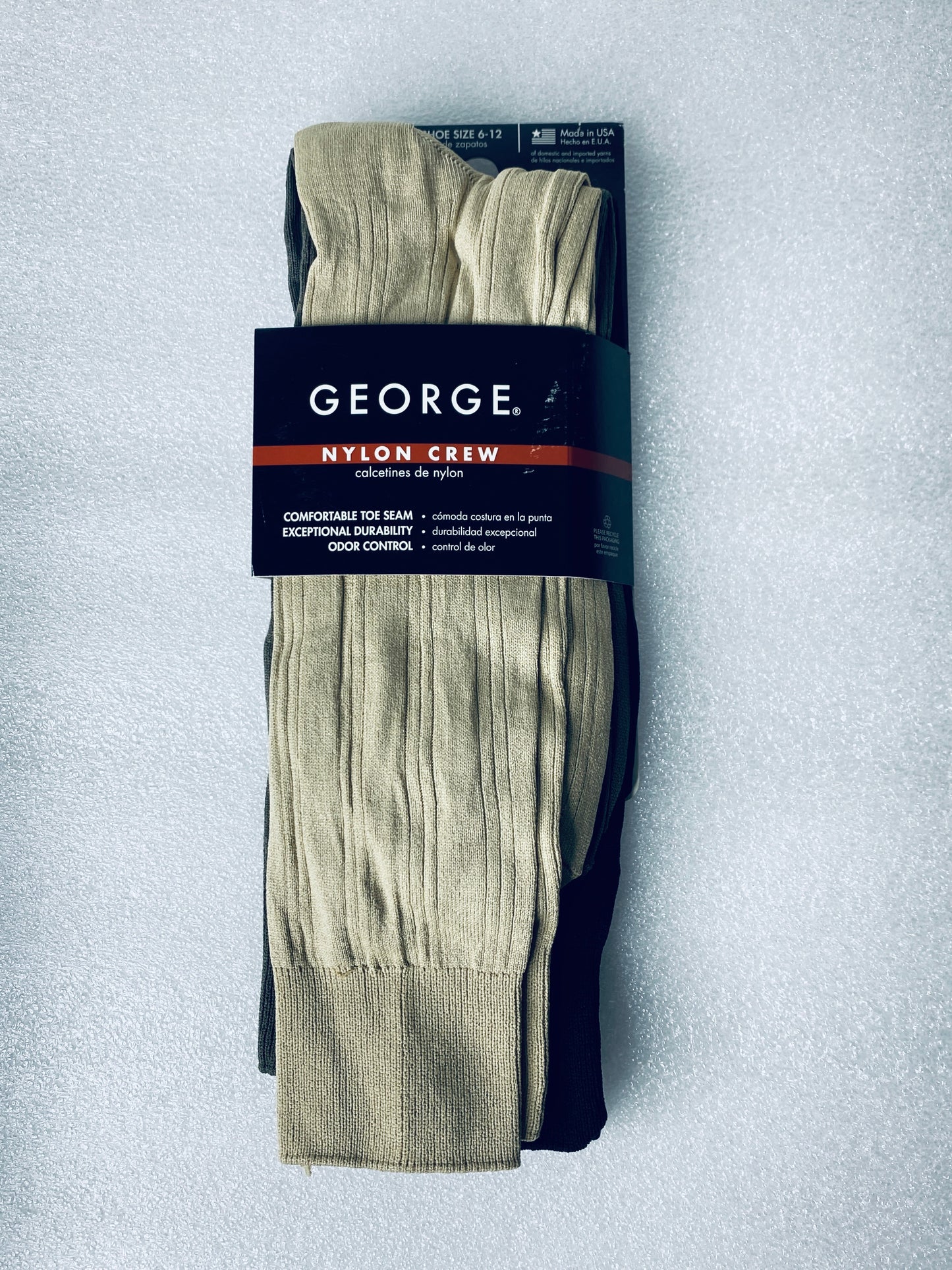 lot Of 3 New – George Nylon Crew Socks, Shoe Size 6-12, 9 Pairs Total