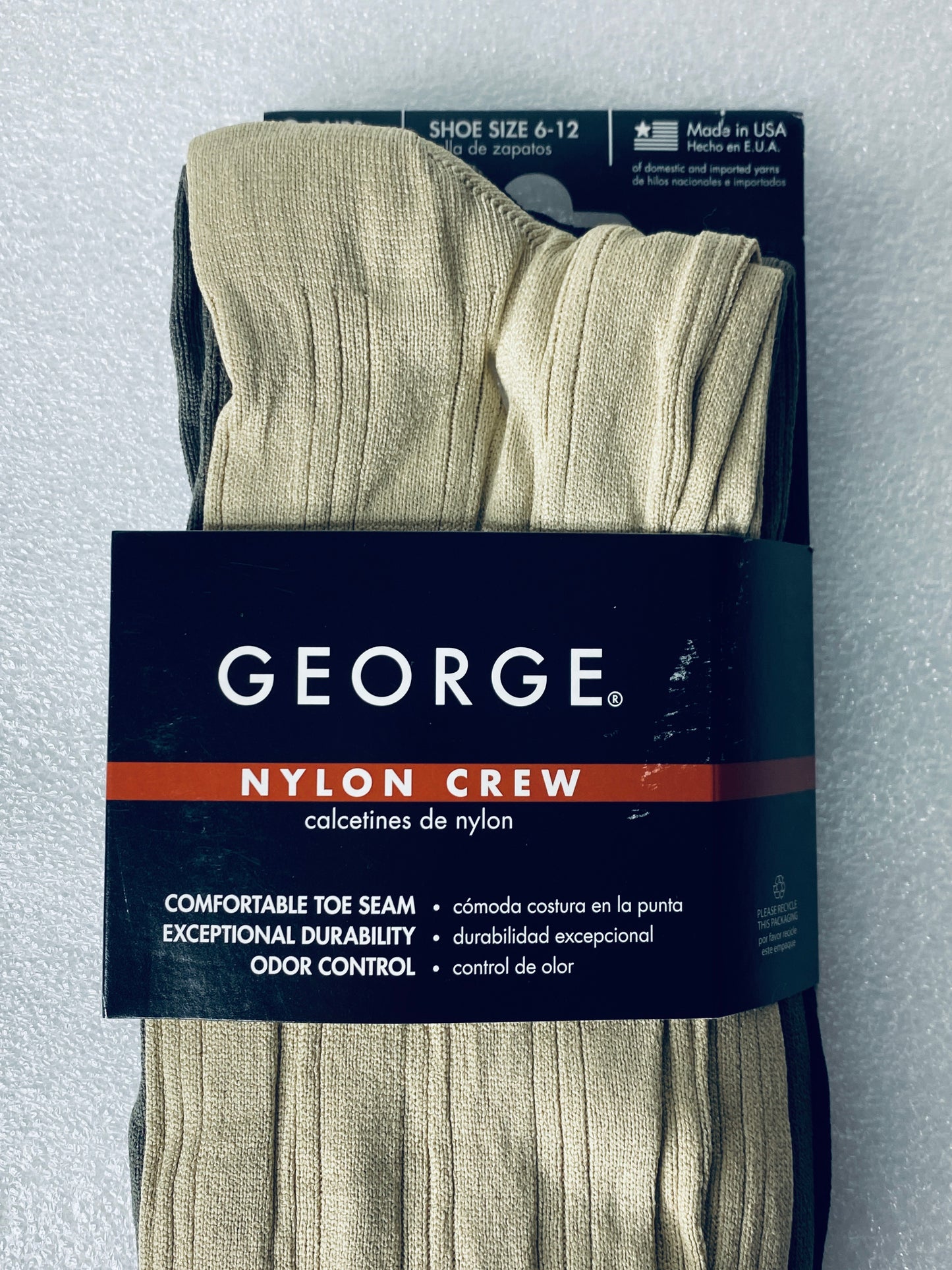 lot Of 3 New – George Nylon Crew Socks, Shoe Size 6-12, 9 Pairs Total