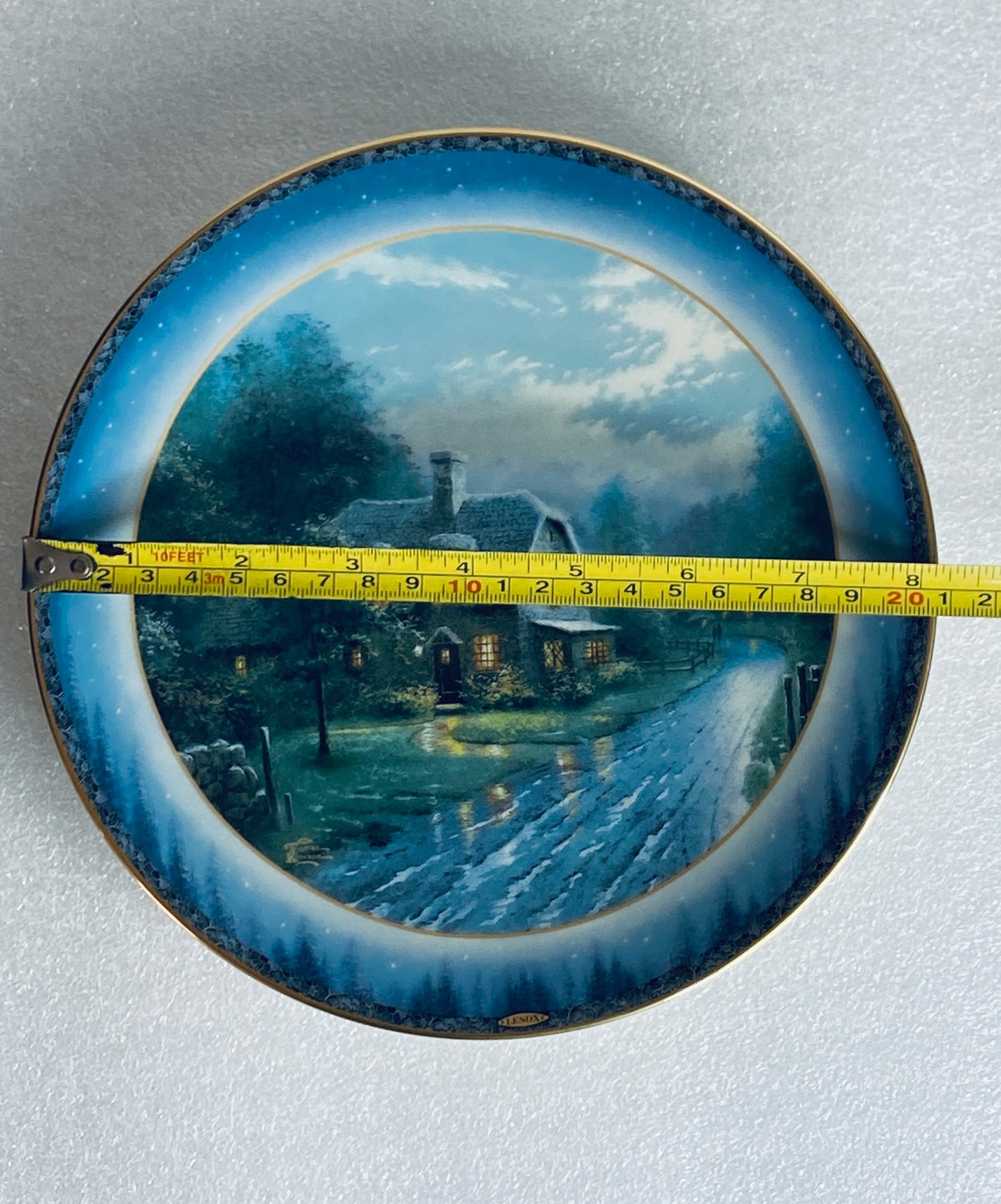 thomas Kinkade's Peaceful Retreats "Moonlit Lane" Round Plate With COA