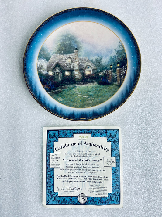 thomas Kinkade's Peaceful Retreats "Evening At Merriot's Cottage" With COA