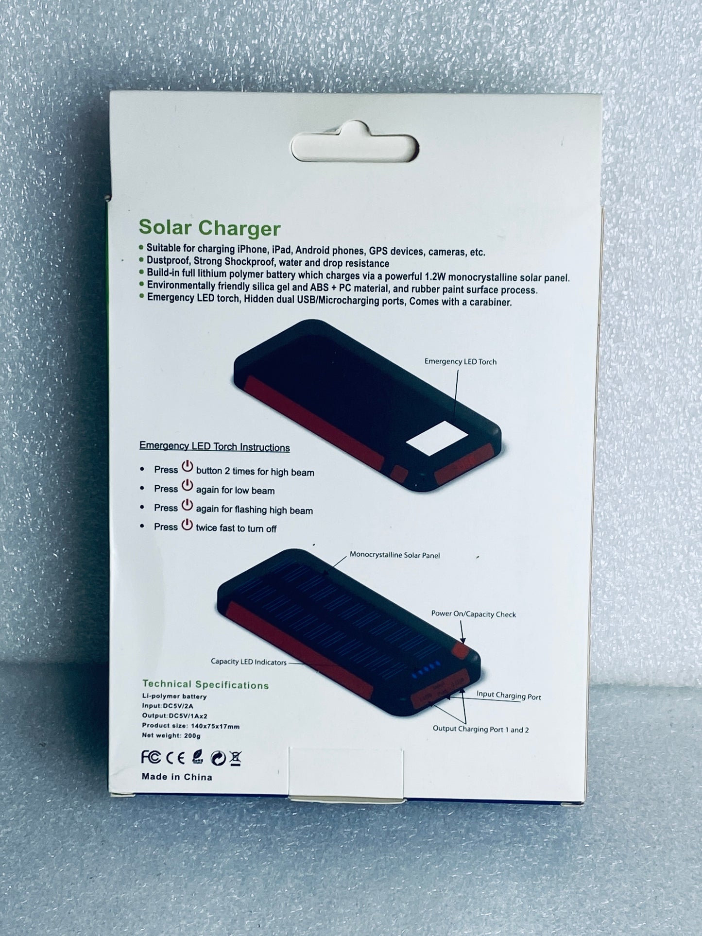 new - FW Promo Solar Charger With 1.2W Monocrystalline Solar Panel