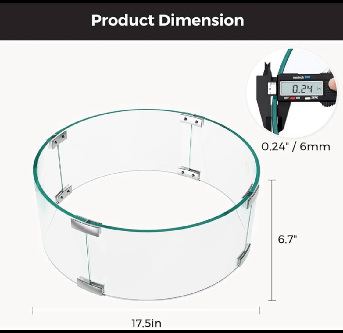 new Other - Jocoevol Fire Pit 20” x 20”Round Glass Wind Guard For Fire Pit Table