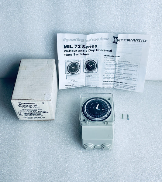 INTERMATIC Electromechanical 7 Day Time Switch 240V 50/60HZ, MIL72AQWUZH-240