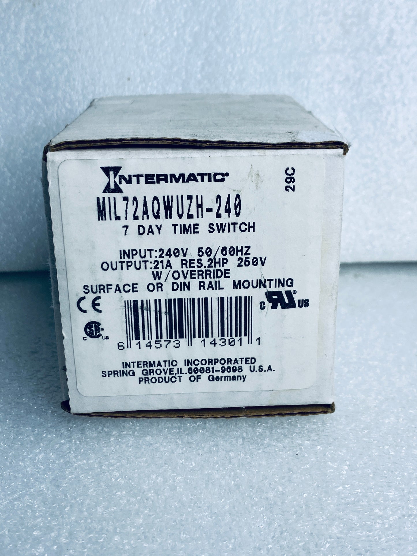 INTERMATIC Electromechanical 7 Day Time Switch 240V 50/60HZ, MIL72AQWUZH-240