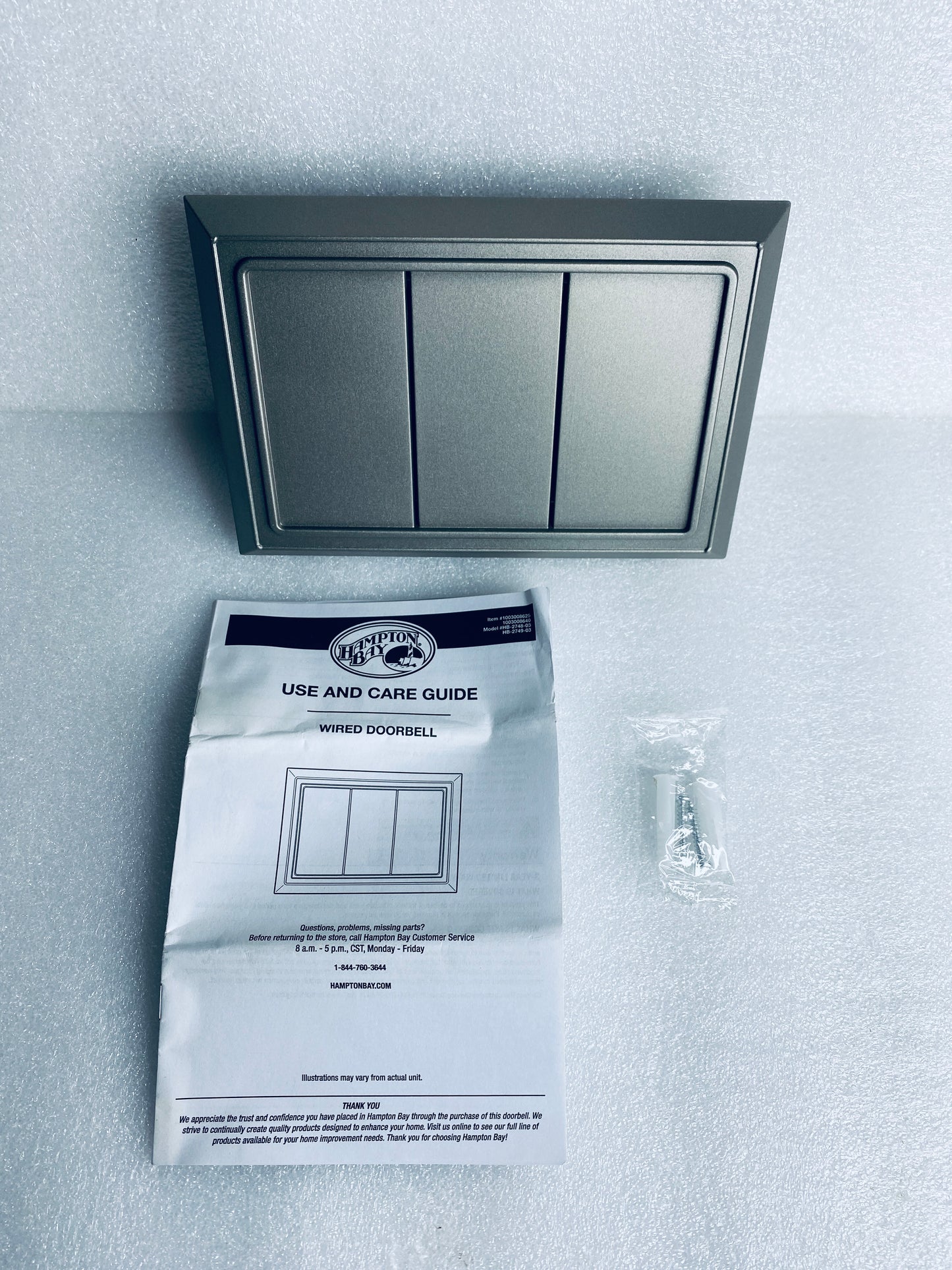 hampton Bay Wired Door Chime In Brushed Nickel, HB-2749-03