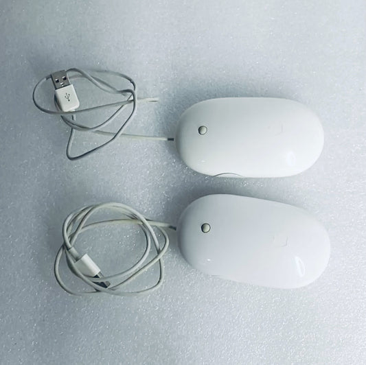 lot Of 2-Apple White USB Wired Mighty/Optical Mouse, A1152-READ