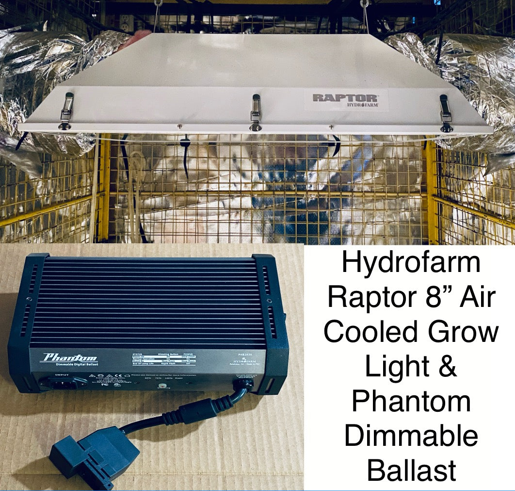 Hydrofarm Raptor 8” Air Cooled Grow Light & Phantom Dimmable Digital Ballast