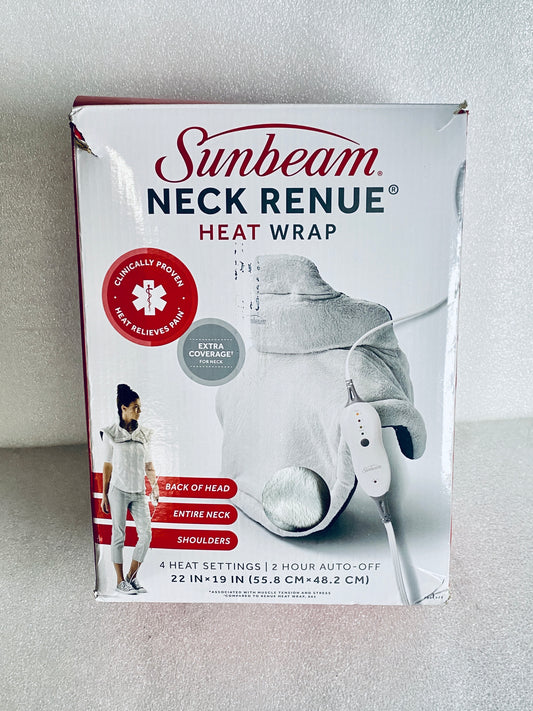 Open Box - Sunbeam Contoured Heating Pad For Neck & Shoulder Pain Relief W/ Auto Shut Off,  22" x 19" Grey