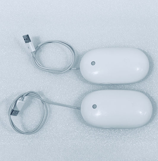 lot Of 2 - Apple USB White Wired Mighty/Optical Mouse, A1152-READ