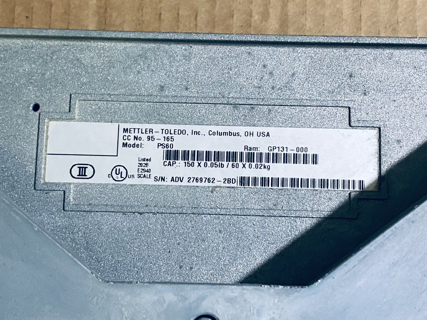 Mettler Toledo 150lb. / 60kg. Weight Limit Scale, PS60
