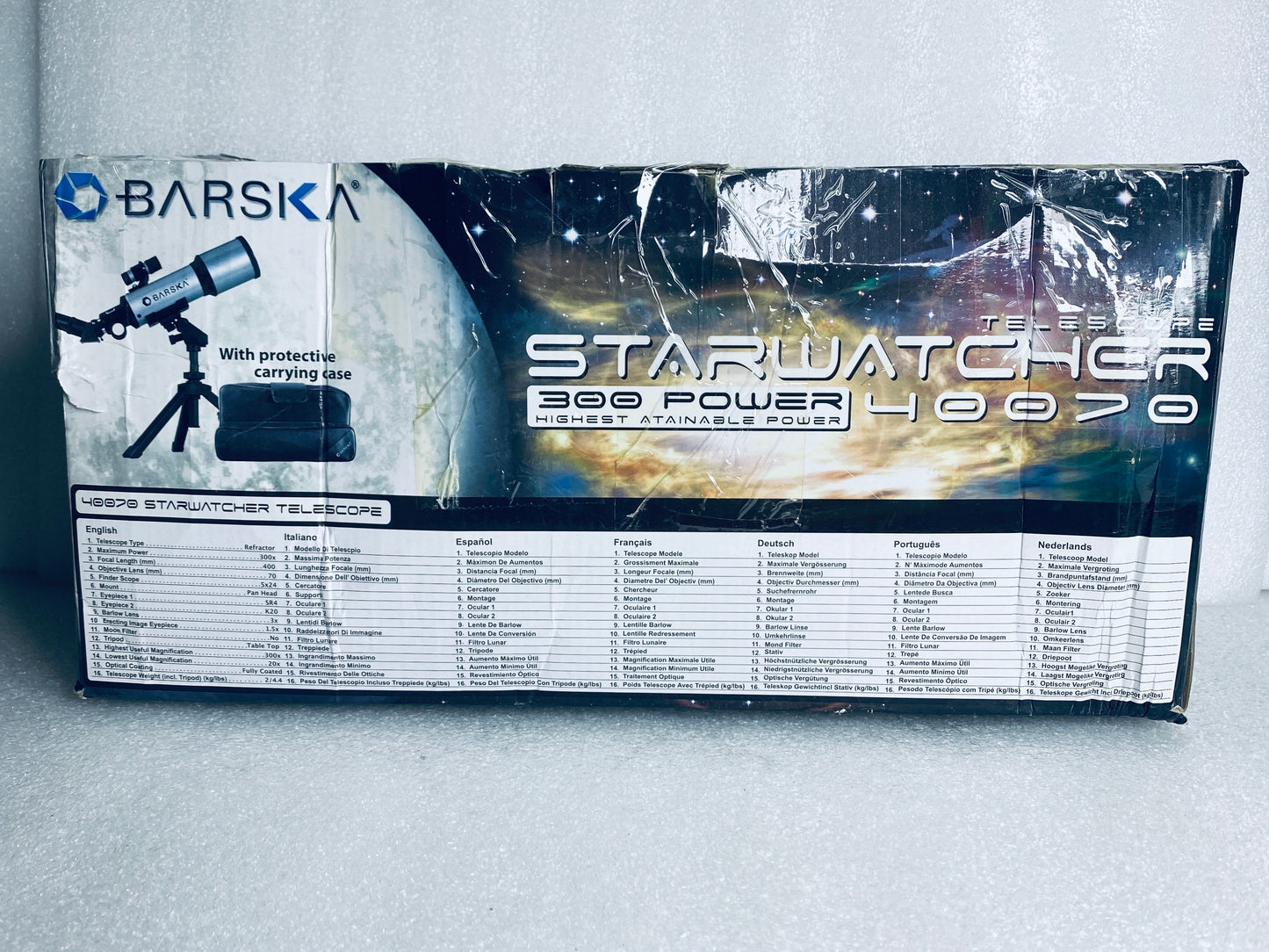 barska 300 Power Starwatcher Refractor Telescope With Mount & Carrying Case