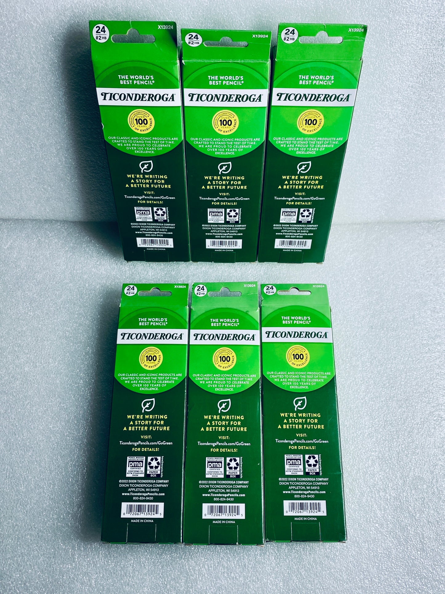 lot Of 6 New - Ticonderoga Wood Pencils, Unsharpened #2 Lead, 24 Count Each