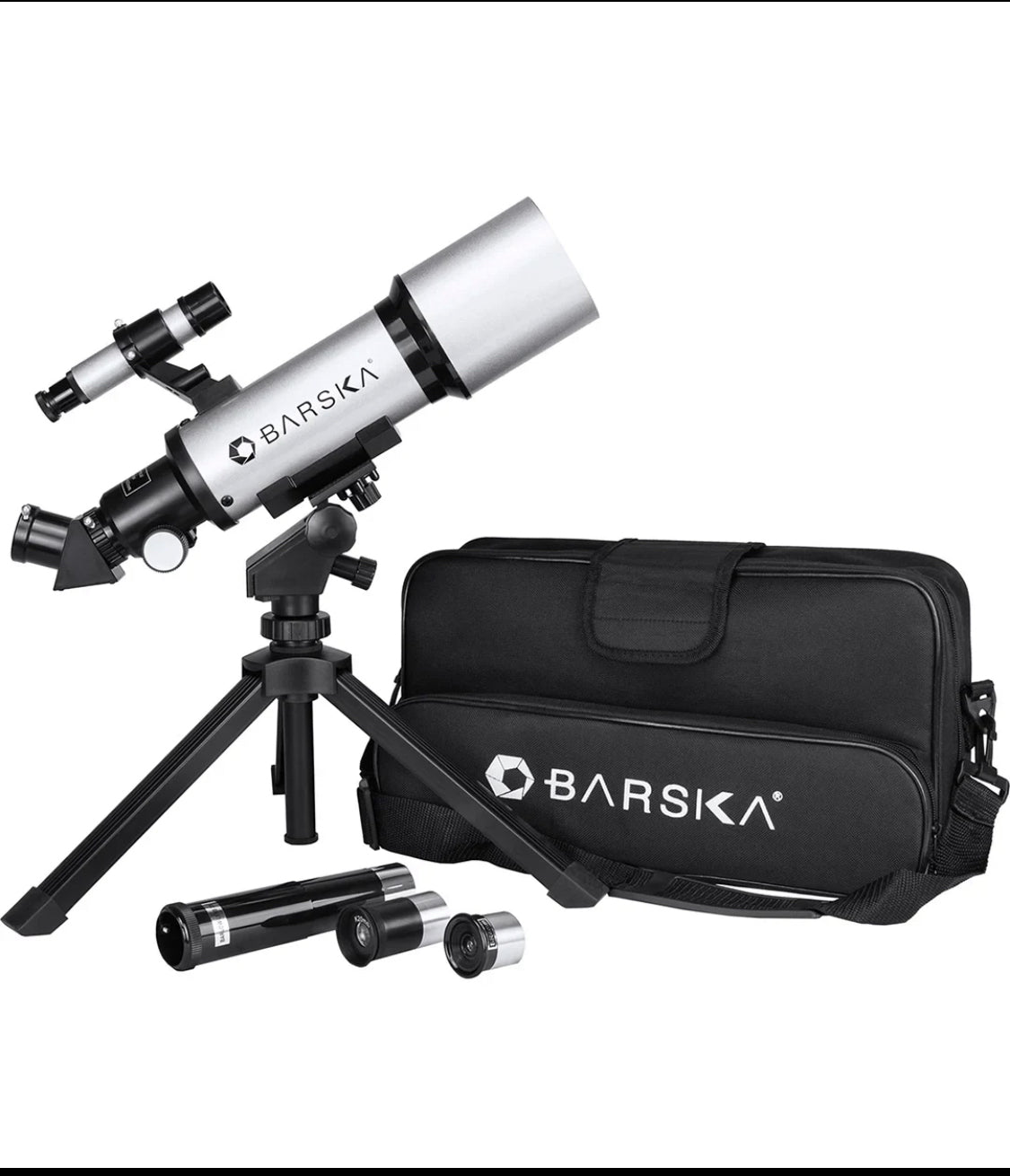 barska 300 Power Starwatcher Refractor Telescope With Mount & Carrying Case