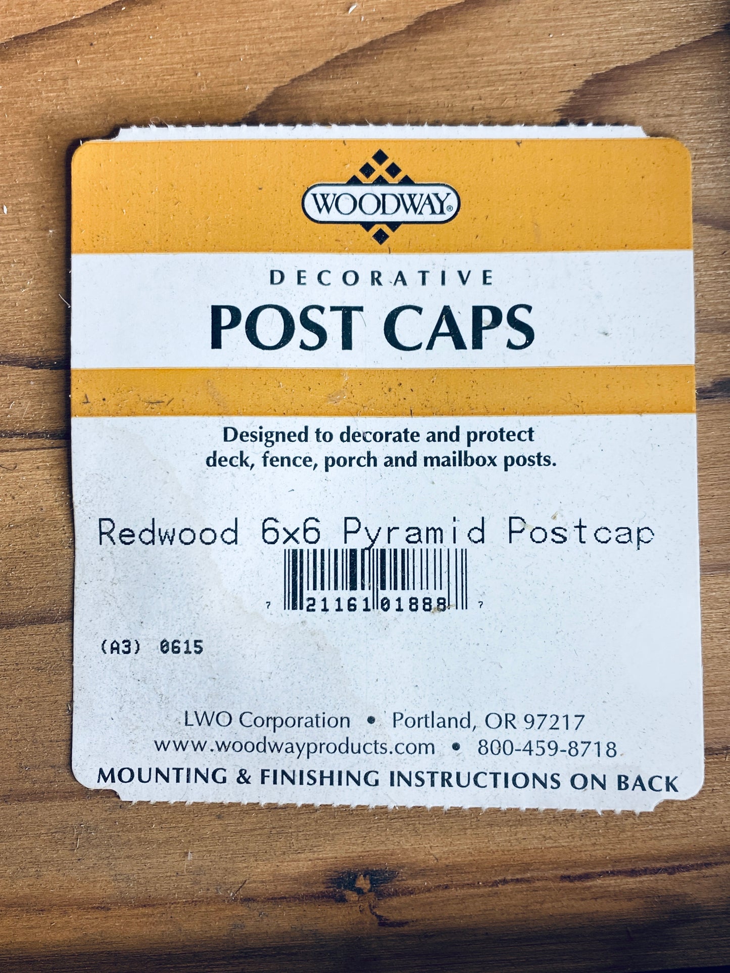 lot of 3 New Other - Woodway Decorative Redwood 6” x 6” Pyramid Postcaps
