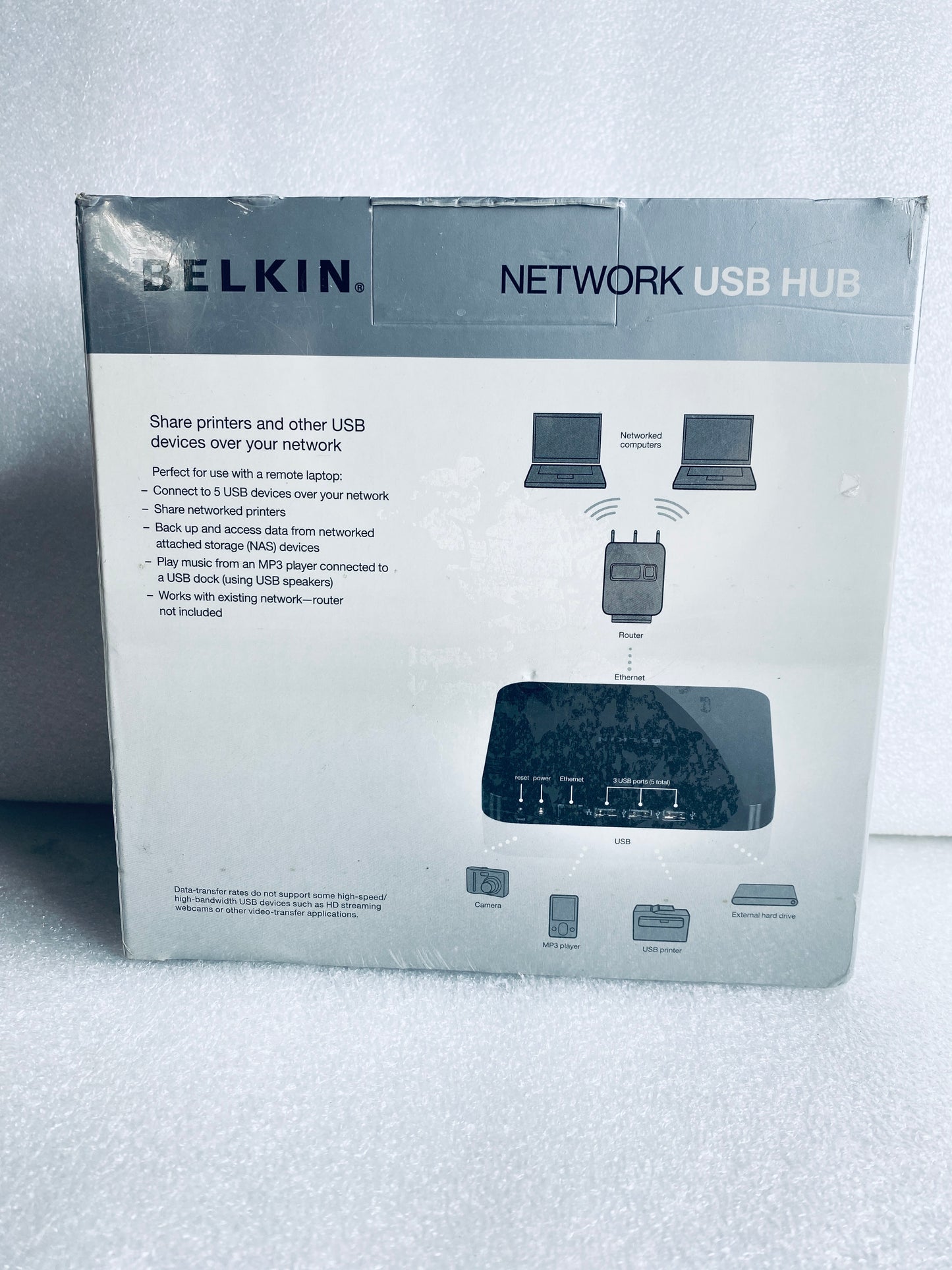 #62 - New Belkin Black Network USB Hub, F5L009 - (READ) - (IN CONDITION AS SHOWN)