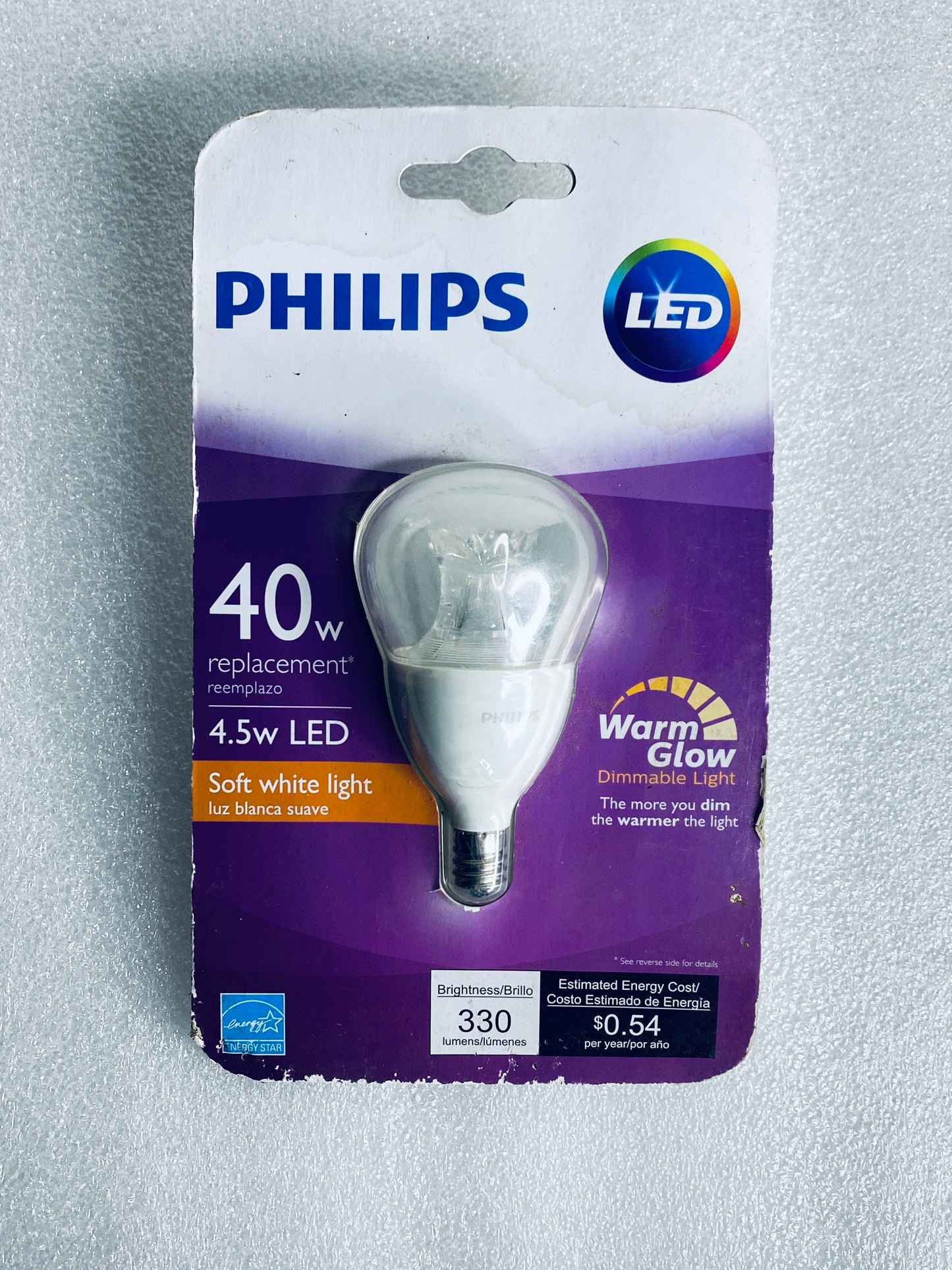 new Other - Philips LED 40w Replacement 4.5w Soft White To Warm Dimmable Light