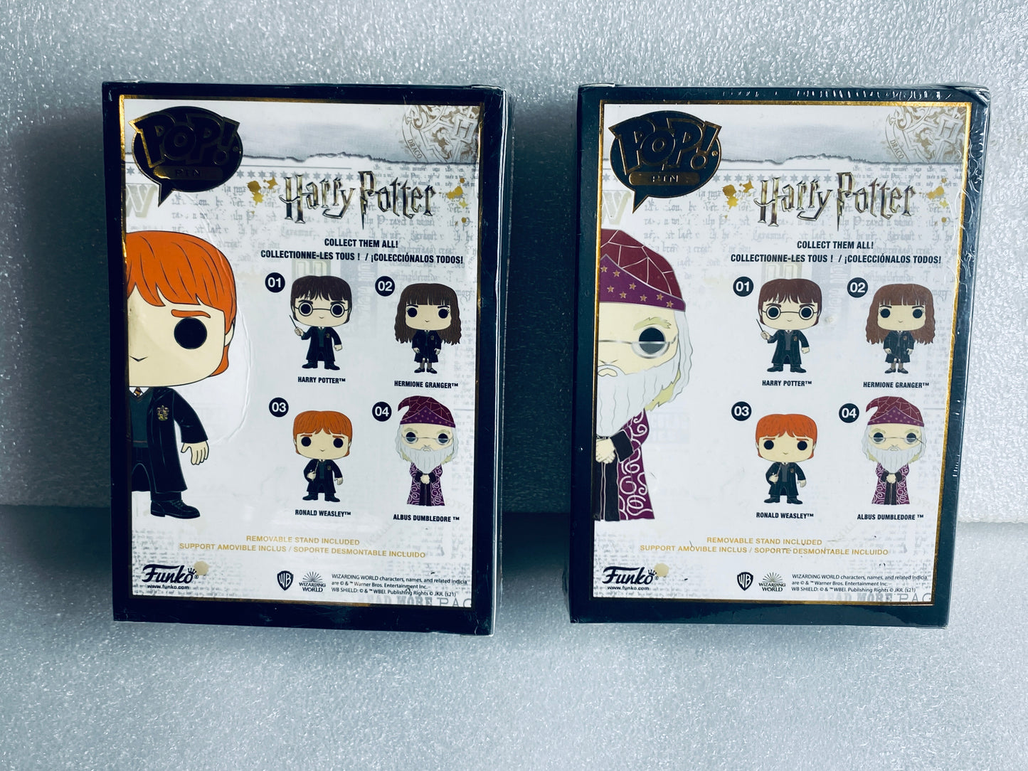 #65 - lot Of 2 New -Pop! Pin Harry Potter #03 Ron Weasley & #04 Albus Dumbledore - (IN CONDITION AS SHOWN)