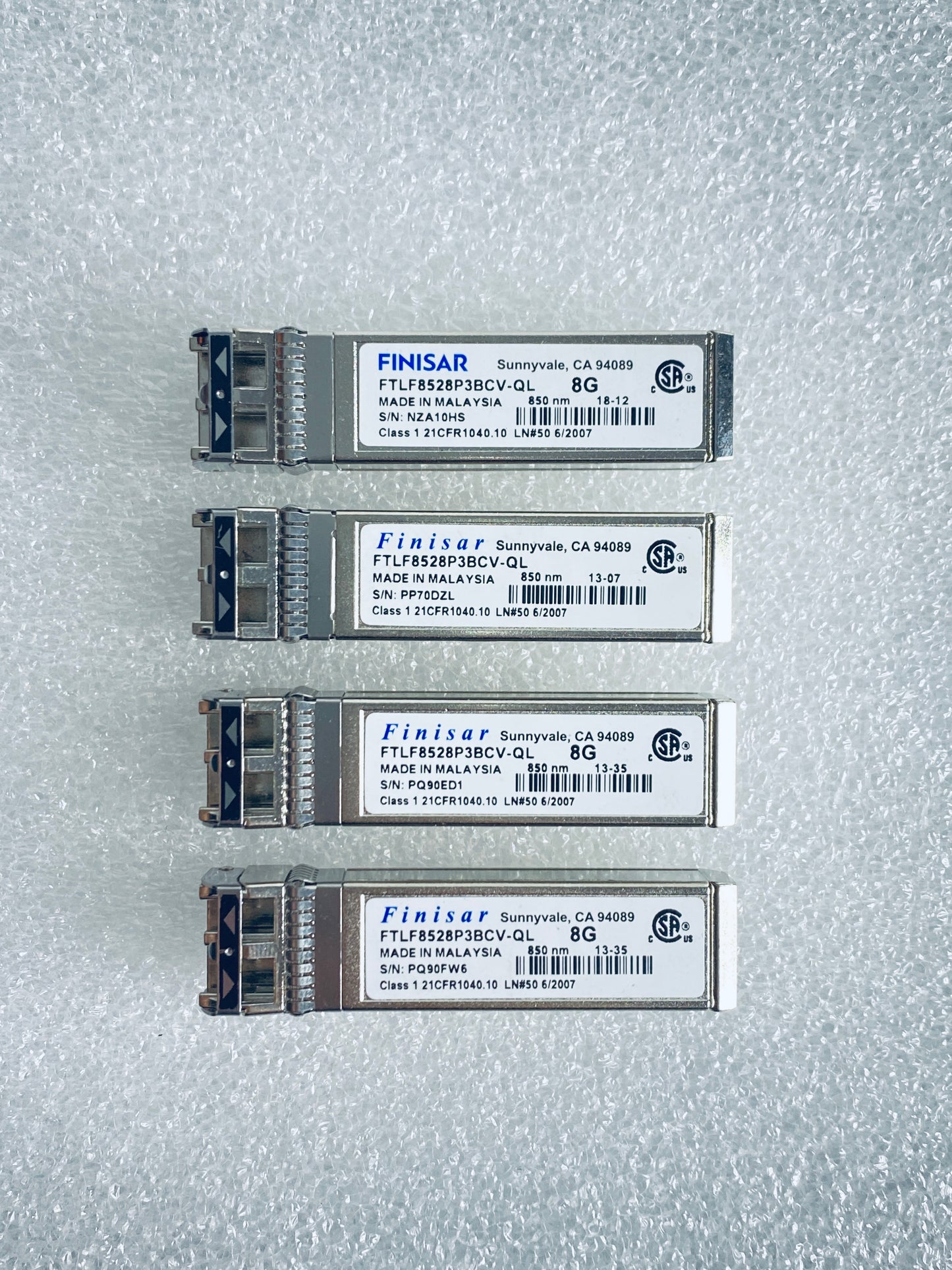Lot Of 4 - Finisar FTLF8528P3BCV-QL 8G FC 850nm Transceiver Module