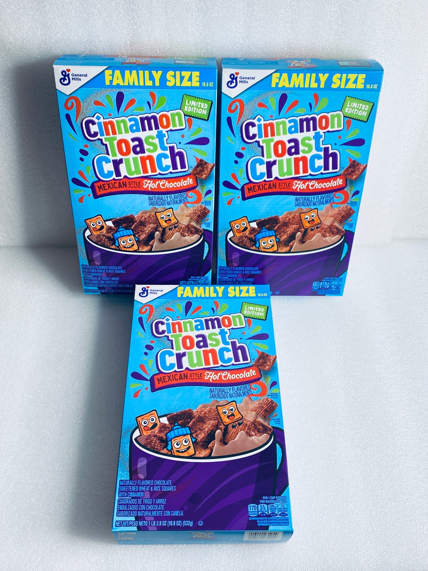 lot Of 3 New - Cinnamon Toast Crunch Mexican Style Hot Chocolate, 18.8 oz. Each