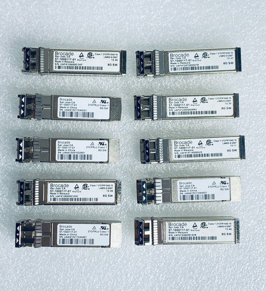 Lot Of 10 - Brocade 8G SW SFP Transceivers, 57-1000117-01