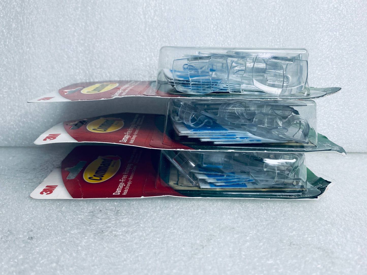 lot Of 3 New - Command 3M (16) Light Clips & (20) Adhesive Strips, Each Package