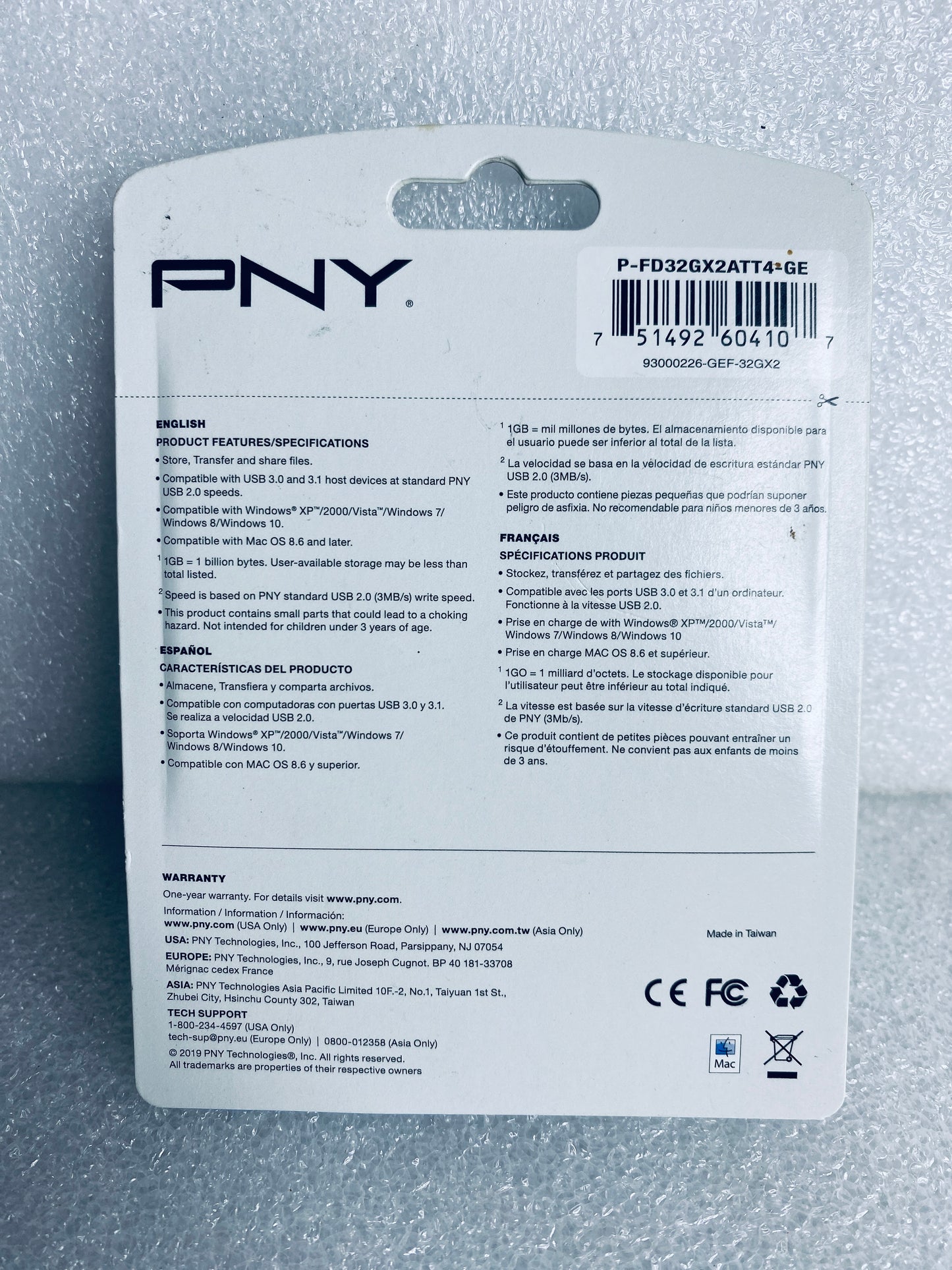 lot Of 2 New - PNY Attaché 4 32GB USB 2.0 Flash Drive, P-FD32GX2ATT4-GE