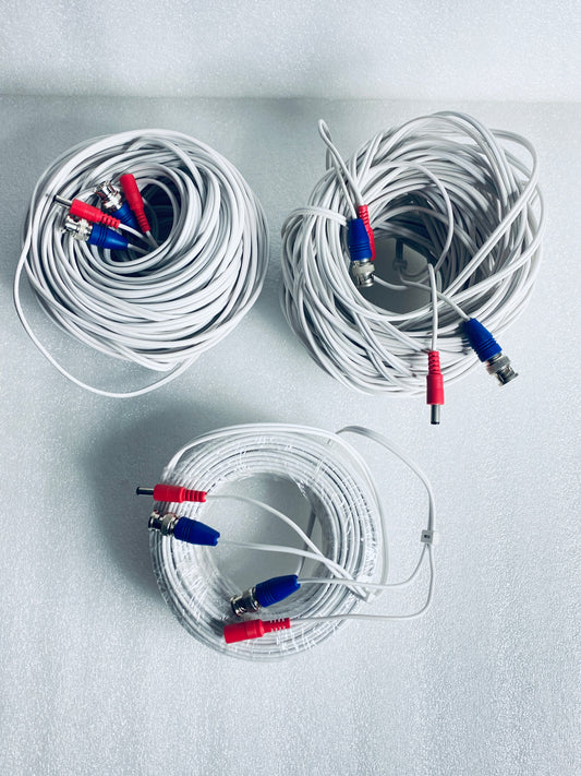 lot of 3 - ONN 100ft. White BNC Security Cables
