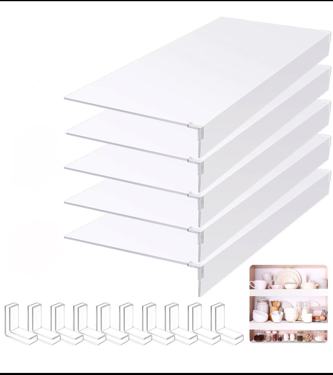 new Other Hoolerry 5Pc 40" x 16" x 3" Foamed PVC Wire Shelf Covers, White – READ