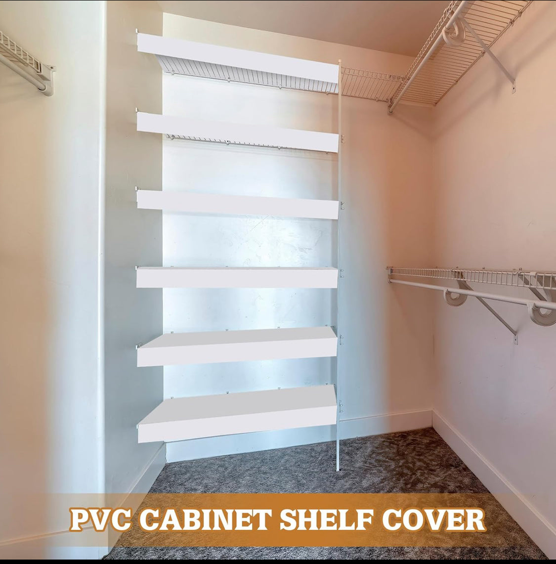 new Other Hoolerry 5Pc 40" x 16" x 3" Foamed PVC Wire Shelf Covers, White – READ