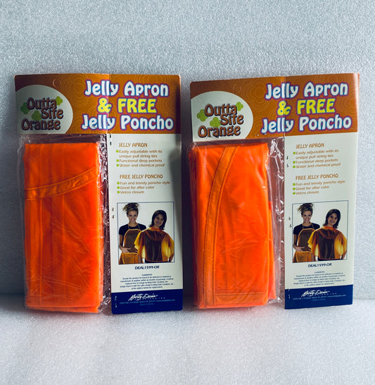 lot Of 2 New - Vintage - Jelly Apron & FREE Jelly Pancho - "Outta Site Orange"