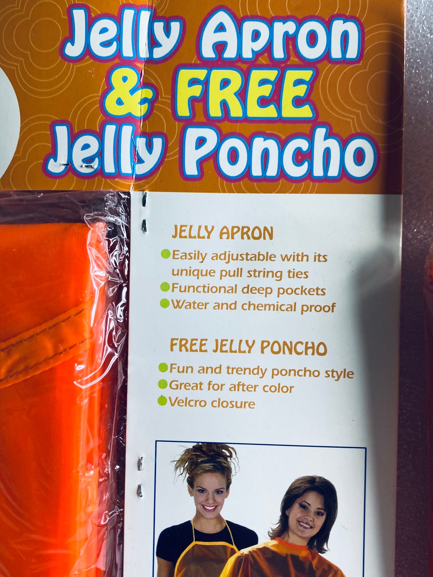 lot Of 2 New - Vintage - Jelly Apron & FREE Jelly Pancho - "Outta Site Orange"