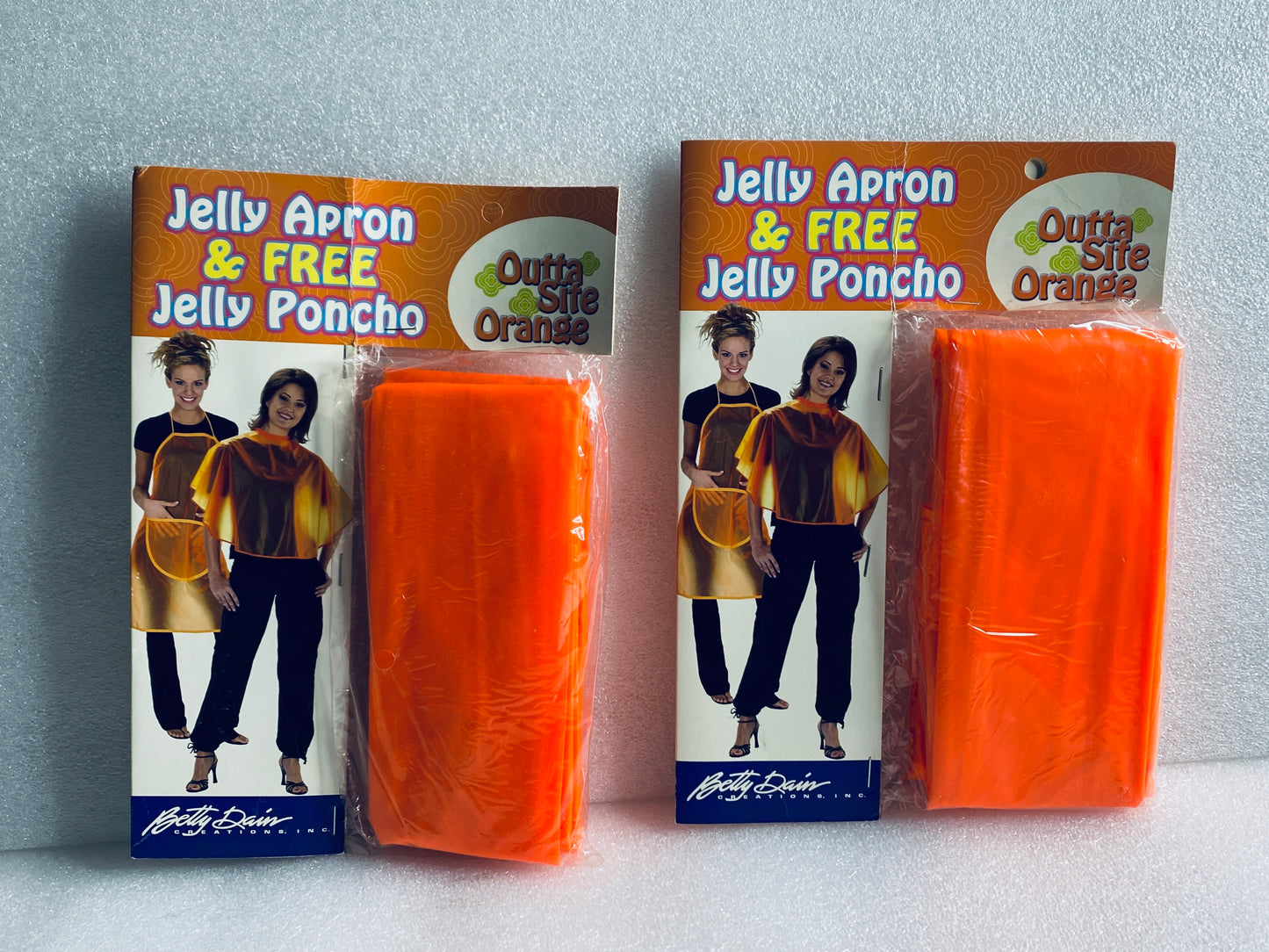 lot Of 2 New - Vintage - Jelly Apron & FREE Jelly Pancho - "Outta Site Orange"