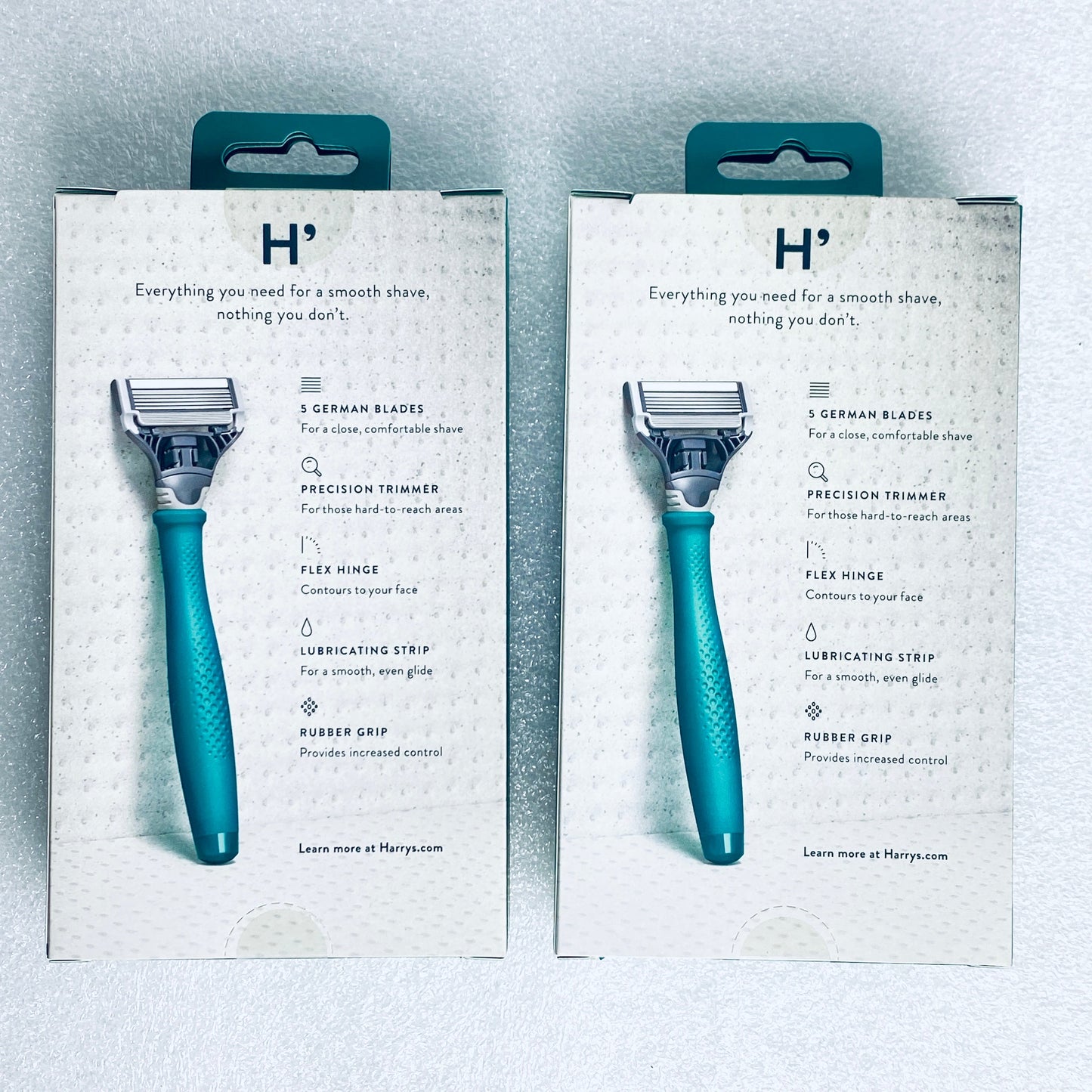 #170 - lot Of 2 New - Harry’s Tropical Green Razor Handle + 2 / 5-Blade Cartridges - (READ) - (AS SHOWN)