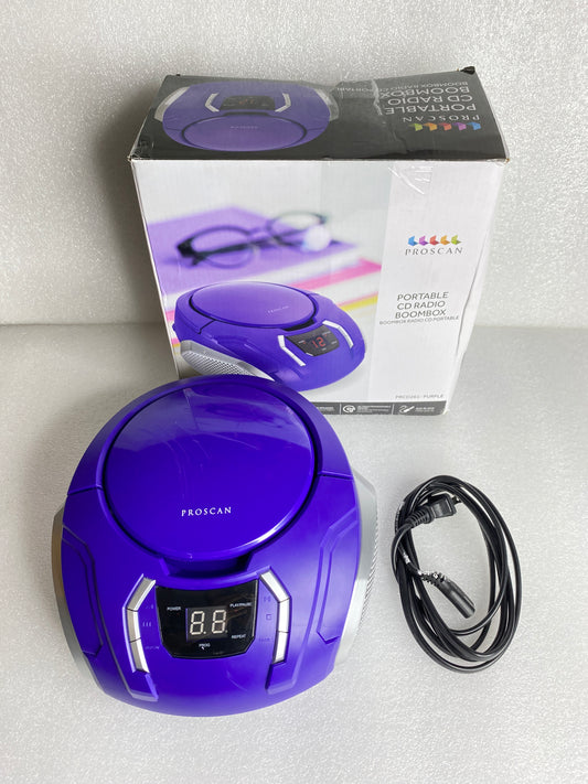 #192 - proscan Portable CD Radio Boombox, PRCD261-PURPLE - (READ) - (IN CONDITION AS SHOWN)