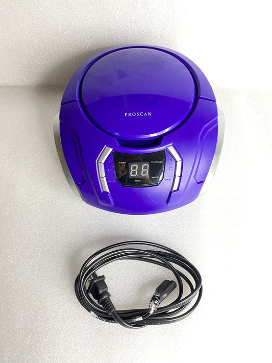 #192 - proscan Portable CD Radio Boombox, PRCD261-PURPLE - (READ) - (IN CONDITION AS SHOWN)
