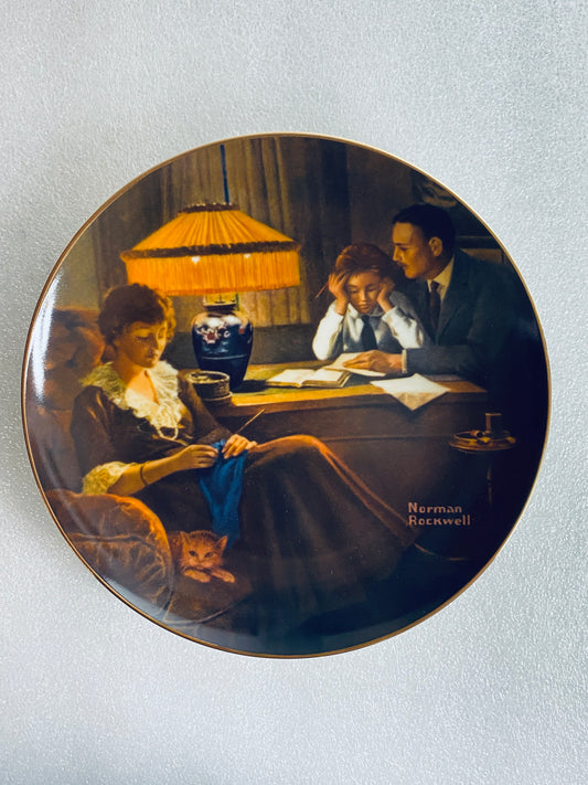 #95 - norman Rockwell "Father's Help" 8 1/2" Decorative Plate With COA - (In Condition As Shown)