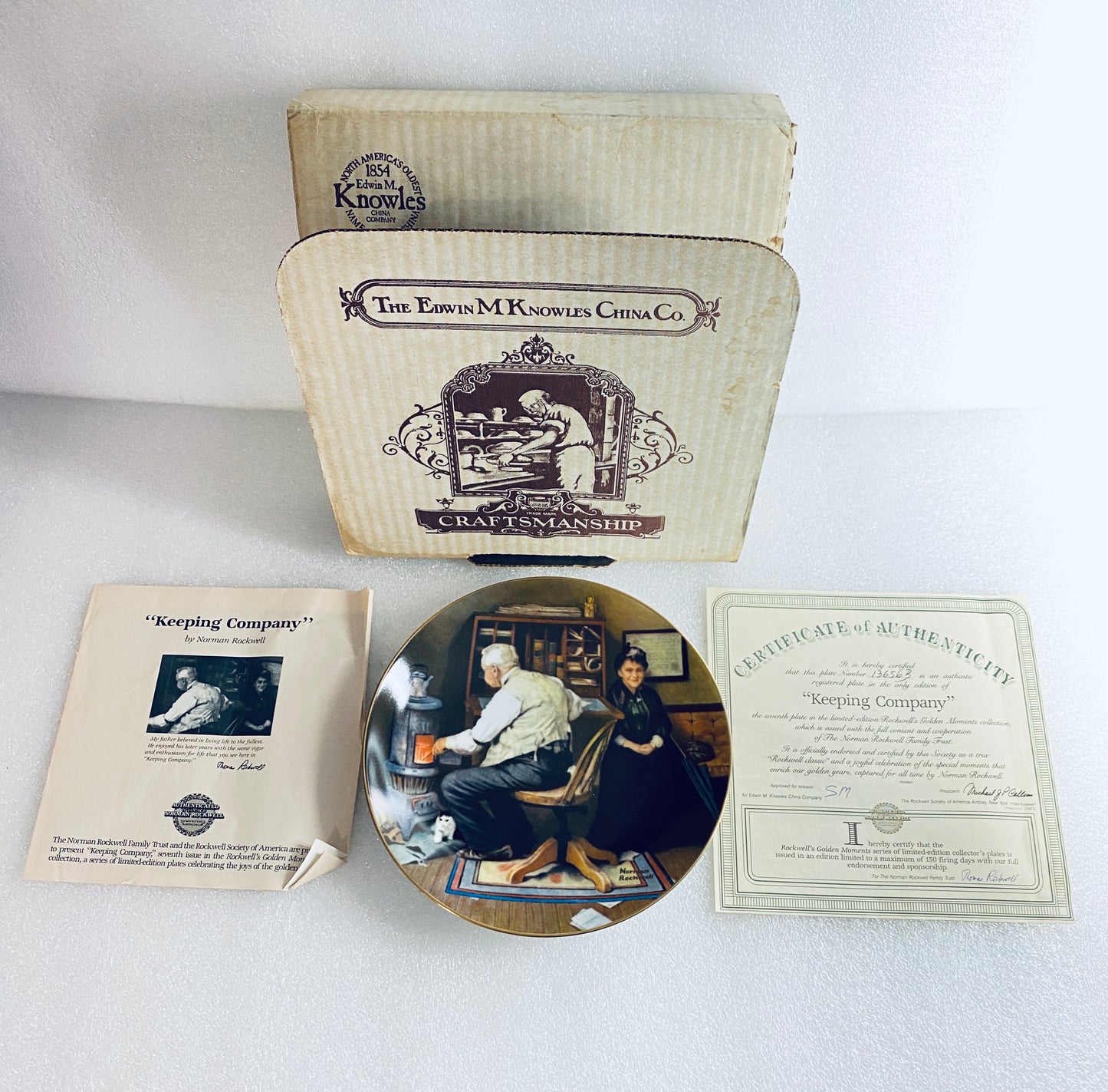 #96 - norman Rockwell "Keeping Company" 8 1/2" Decorative Plate With COA - (In Condition As Shown)