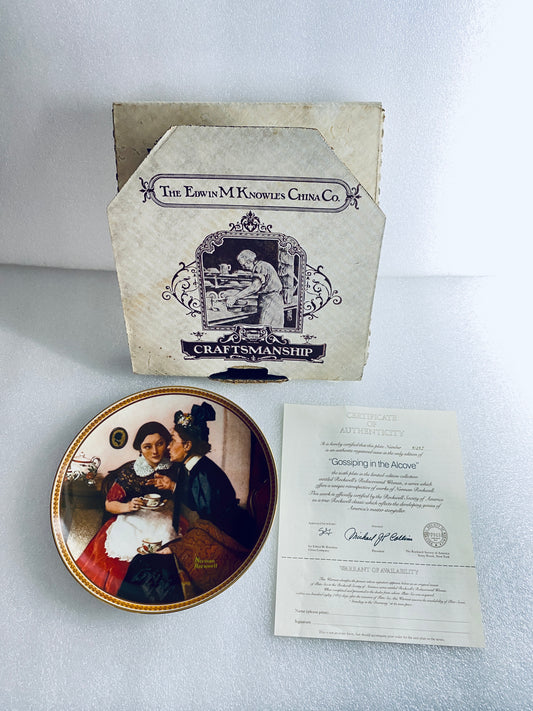 #98 - norman Rockwell "Gossiping In The Alcove" 8 1/2" Decorative Plate With COA - (In Condition As Shown)