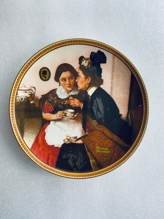 #98 - norman Rockwell "Gossiping In The Alcove" 8 1/2" Decorative Plate With COA - (In Condition As Shown)