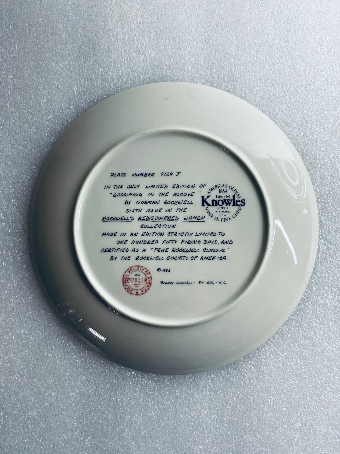 #98 - norman Rockwell "Gossiping In The Alcove" 8 1/2" Decorative Plate With COA - (In Condition As Shown)