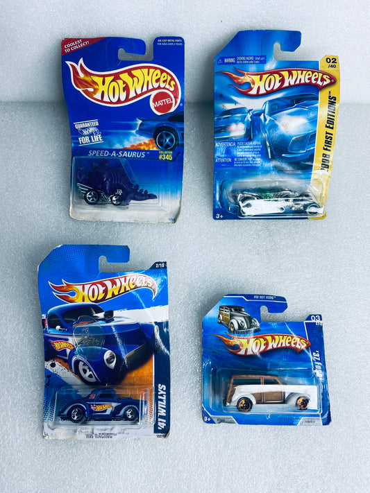 #102 - lot Of 4 - Hot Wheels Racing Toy Cars - (READ) - (IN CONDITION AS SHOWN)