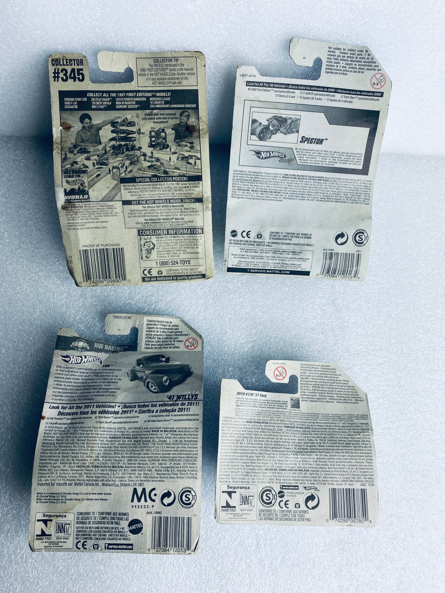 #102 - lot Of 4 - Hot Wheels Racing Toy Cars - (READ) - (IN CONDITION AS SHOWN)